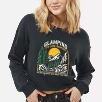 Glamping Definition Glamper Its Like Camping Spark Campers Cropped Pullover Crew