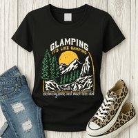 Glamping Definition Glamper Its Like Camping Spark Campers Womens T-Shirt