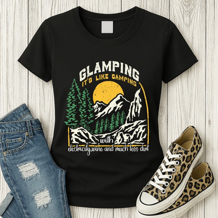 Glamping Definition Glamper Its Like Camping Spark Campers Womens T-Shirt