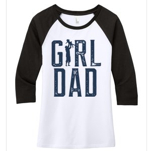 Girl Dad Gifts Dad Daughter Women's Tri-Blend 3/4-Sleeve Raglan Shirt