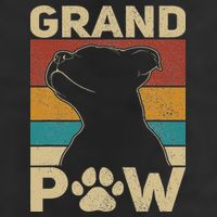 Grandpaw Dog Grandpa Funny Dog Lover Grandfather Pitbull 7 Panel Mesh Trucker Snapback Hat