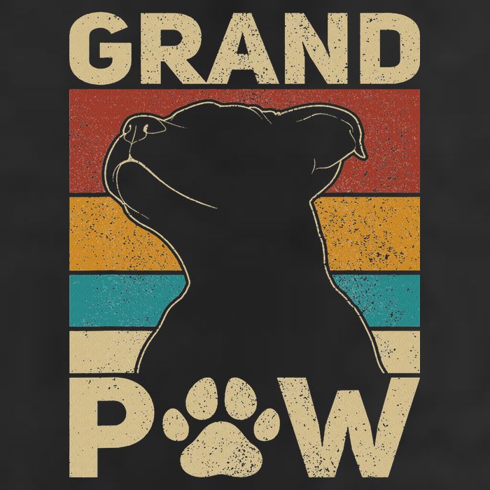 Grandpaw Dog Grandpa Funny Dog Lover Grandfather Pitbull 7 Panel Mesh Trucker Snapback Hat
