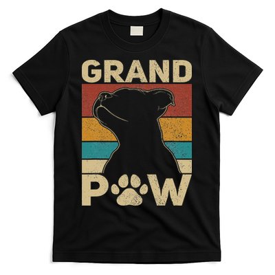 Grandpaw Dog Grandpa Funny Dog Lover Grandfather Pitbull T-Shirt
