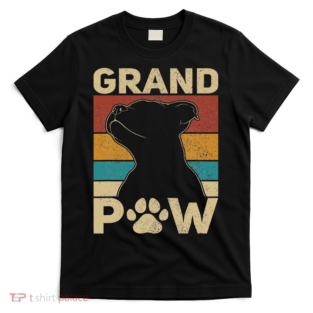 Grandpaw Dog Grandpa Funny Dog Lover Grandfather Pitbull T-Shirt