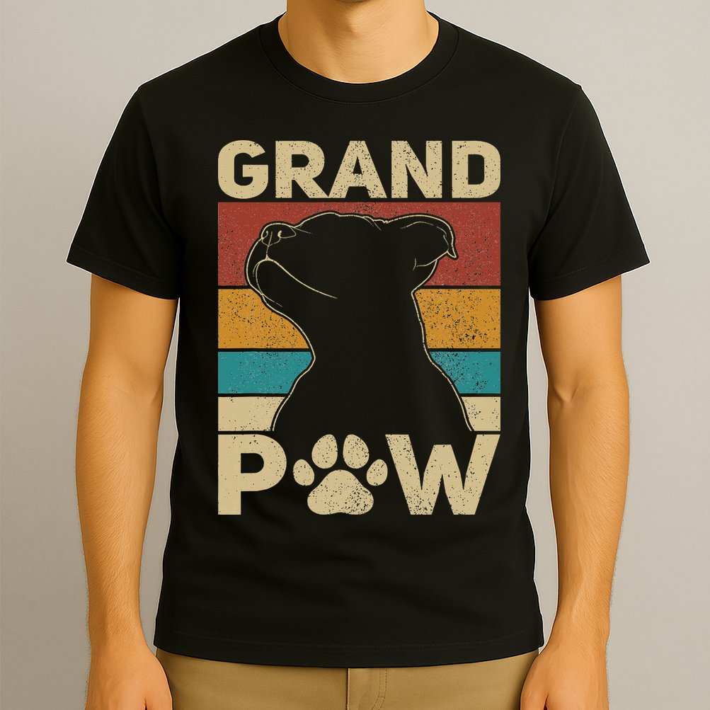 Grandpaw Dog Grandpa Funny Dog Lover Grandfather Pitbull T-Shirt
