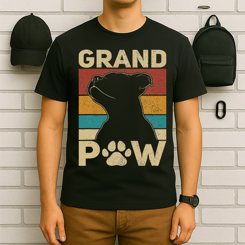 Grandpaw Dog Grandpa Funny Dog Lover Grandfather Pitbull T-Shirt