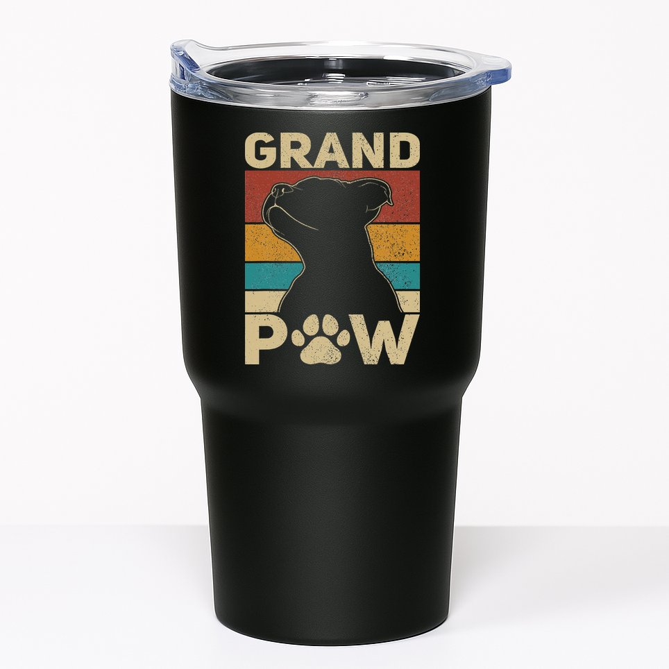 Grandpaw Dog Grandpa Funny Dog Lover Grandfather Pitbull Tumbler