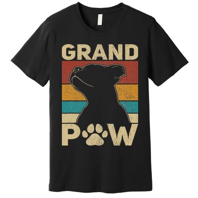 Grandpaw Dog Grandpa Funny Dog Lover Grandfather Pitbull Premium T-Shirt