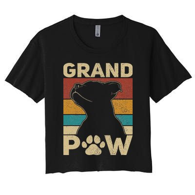 Grandpaw Dog Grandpa Funny Dog Lover Grandfather Pitbull Crop Top