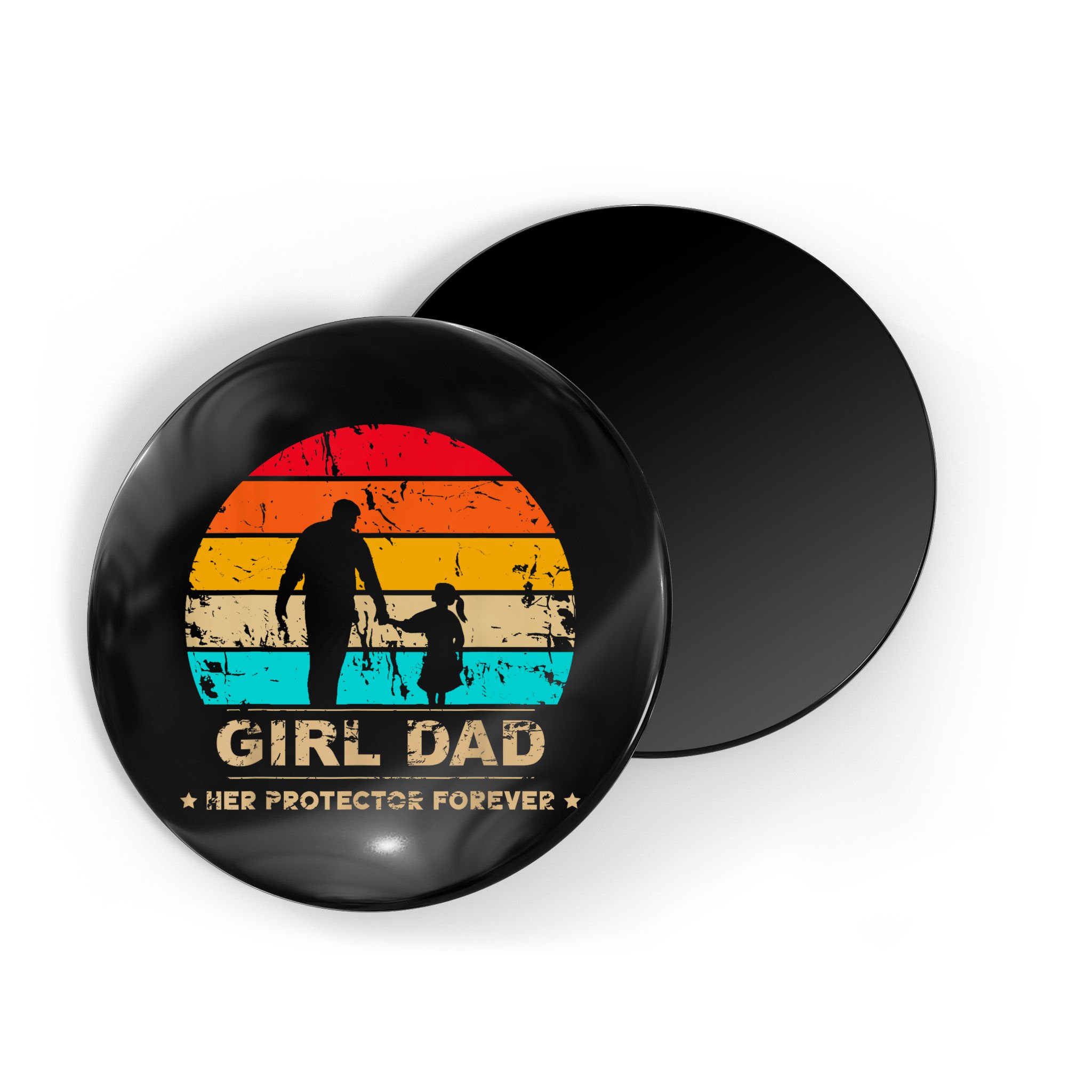 Girl Dad Her Protector Forever Funny Vintage Fathers Day Magnet
