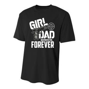 Girl Dad Her Protector Forever Funny Father Of Girl S Youth Performance Sprint T-Shirt