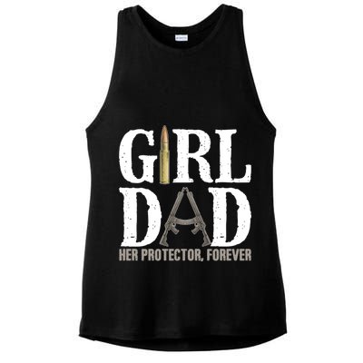 Girl Dad Her Protector Forever Funny Fathers Day Ladies PosiCharge Tri-Blend Wicking Tank
