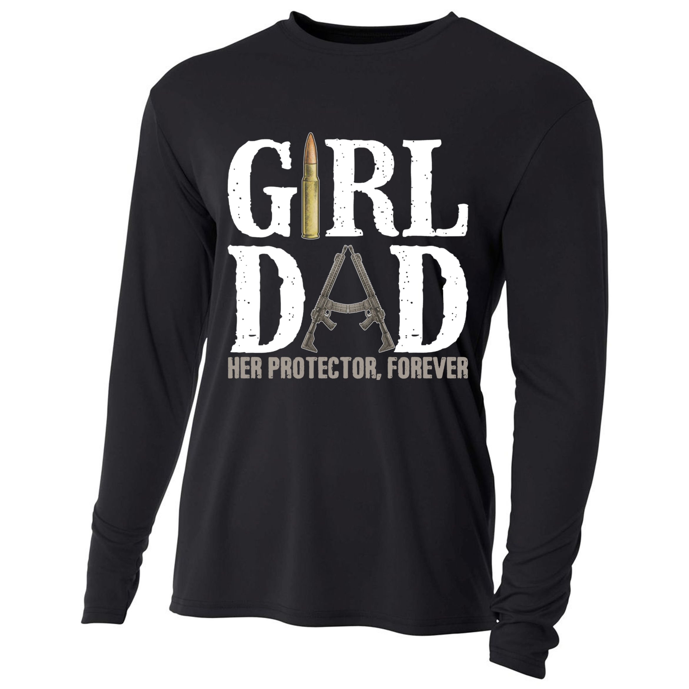 Girl Dad Her Protector Forever Funny Fathers Day Cooling Performance Long Sleeve Crew
