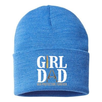 Girl Dad Her Protector Forever Funny Fathers Day Sustainable Knit Beanie