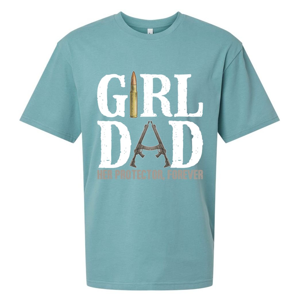 Girl Dad Her Protector Forever Funny Fathers Day Sueded Cloud Jersey T-Shirt