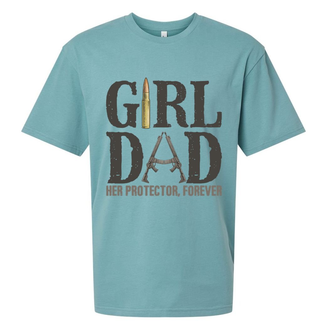 Girl Dad Her Protector Forever Funny Fathers Day Sueded Cloud Jersey T-Shirt