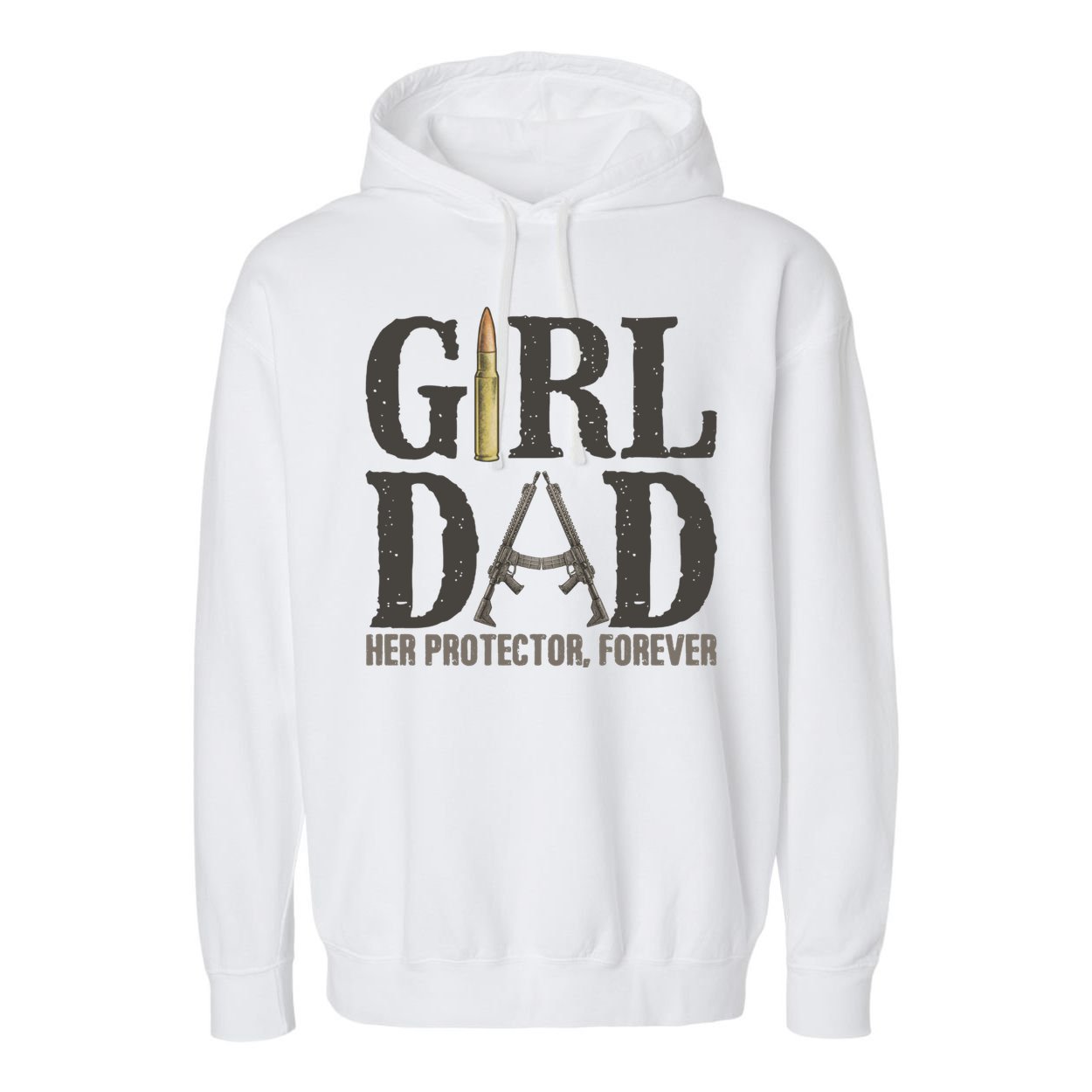 Girl Dad Her Protector Forever Funny Fathers Day Garment-Dyed Fleece Hoodie