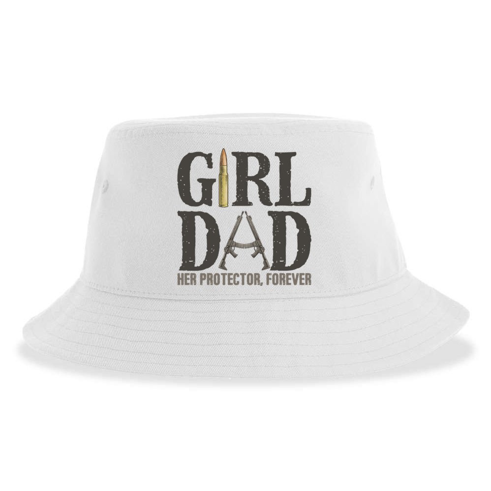Girl Dad Her Protector Forever Funny Fathers Day Sustainable Bucket Hat