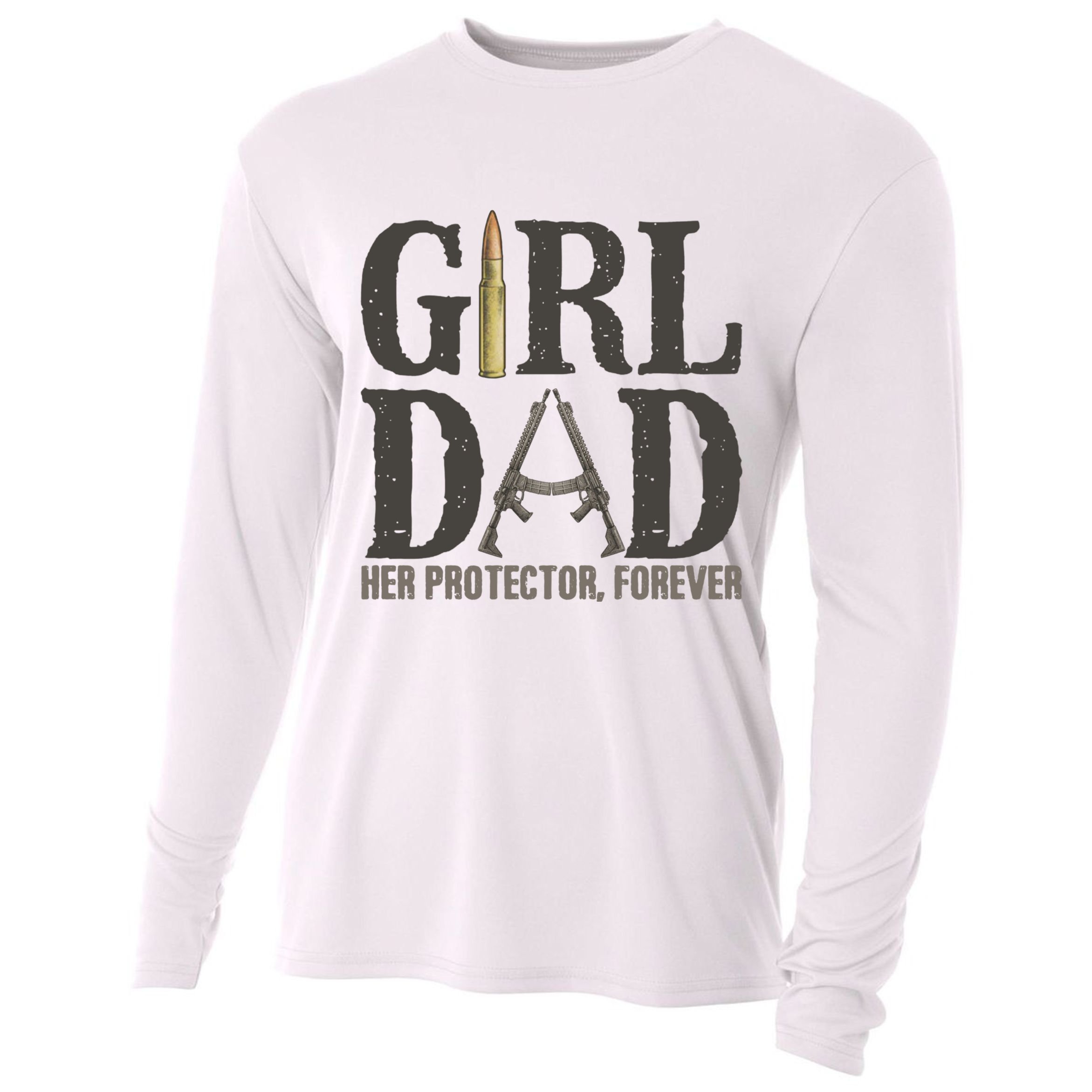 Girl Dad Her Protector Forever Funny Fathers Day Cooling Performance Long Sleeve Crew