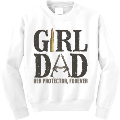 Girl Dad Her Protector Forever Funny Fathers Day Kids Sweatshirt