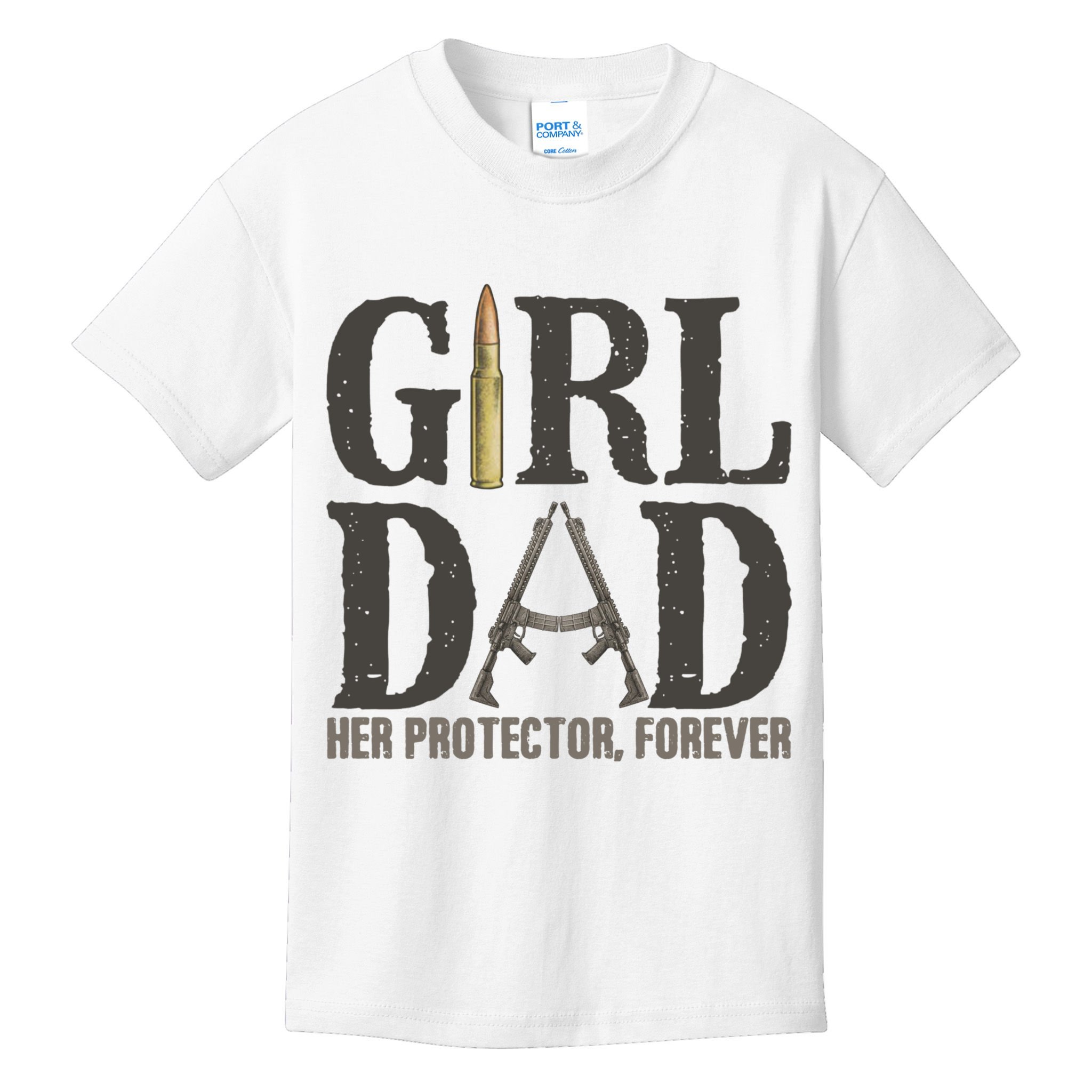 Girl Dad Her Protector Forever Funny Fathers Day Kids T-Shirt