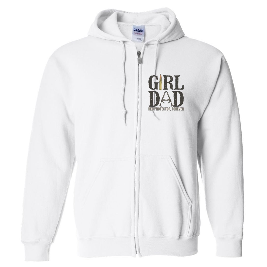 Girl Dad Her Protector Forever Funny Fathers Day Full Zip Hoodie