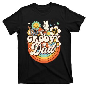 Groovy Dad Hippie Mushroom Peace Retro 60s 70s Aesthetic T-Shirt