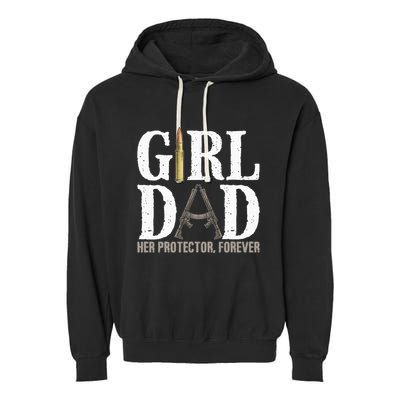 Girl Dad Her Protector Forever Funny Father Of Garment-Dyed Fleece Hoodie
