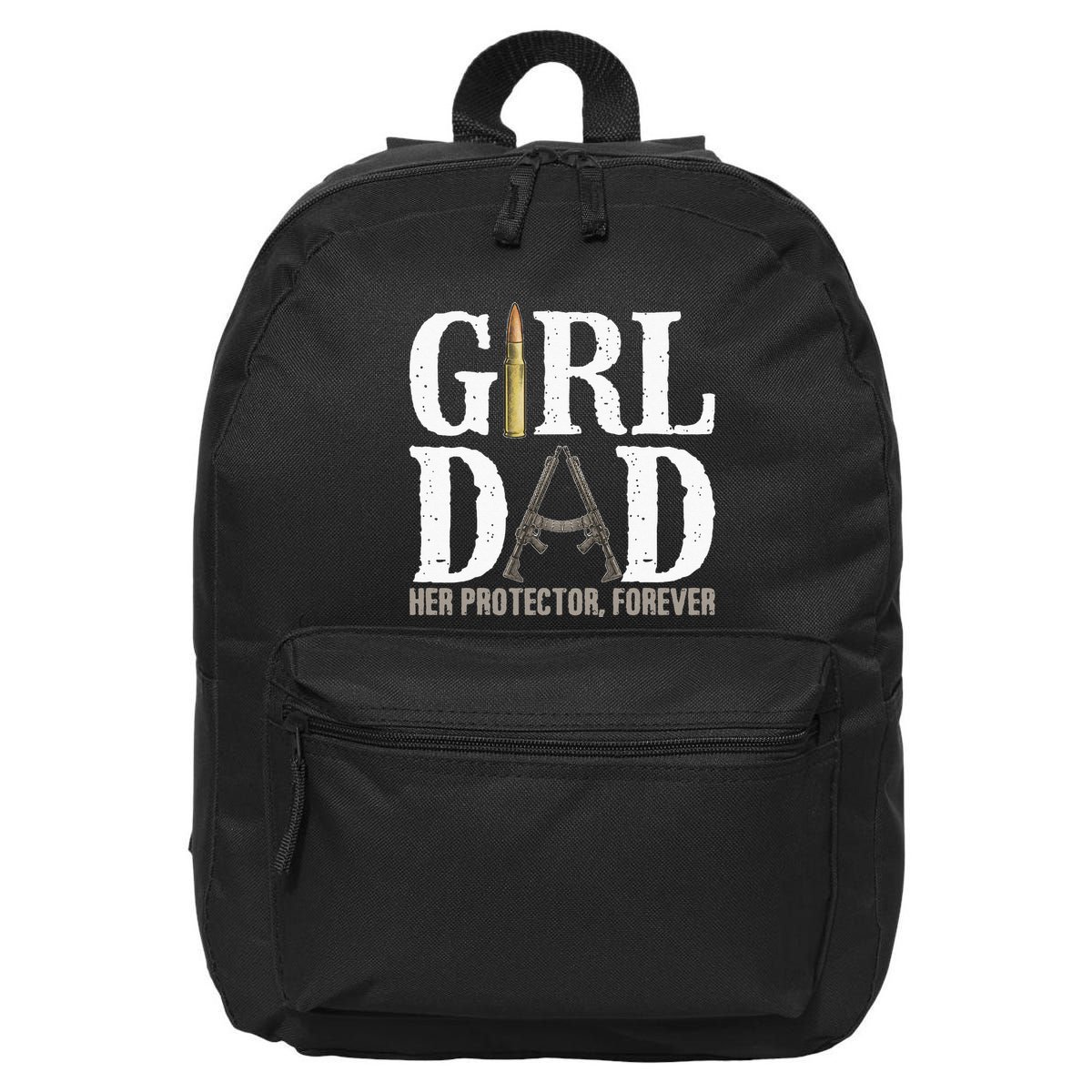 Girl Dad Her Protector Forever Funny Father Of 16 in Basic Backpack
