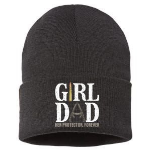 Girl Dad Her Protector Forever Funny Father Of Sustainable Knit Beanie