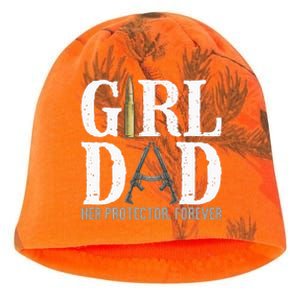 Girl Dad Her Protector Forever Funny Father Of Kati - Camo Knit Beanie