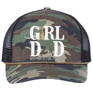 Girl Dad Her Protector Forever Funny Father Of Retro Rope Trucker Hat Cap