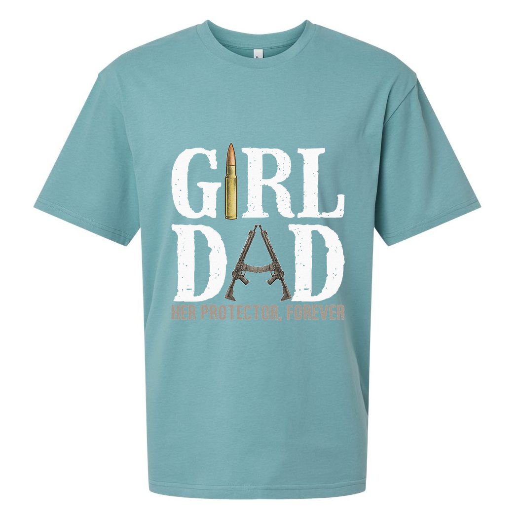 Girl Dad Her Protector Forever Funny Father Of Sueded Cloud Jersey T-Shirt