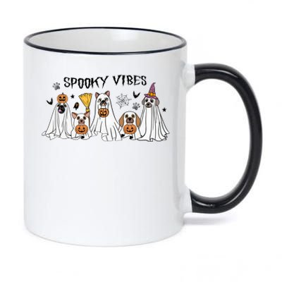 Ghost Dog Halloween Spooky Vibes 11oz Black Color Changing Mug