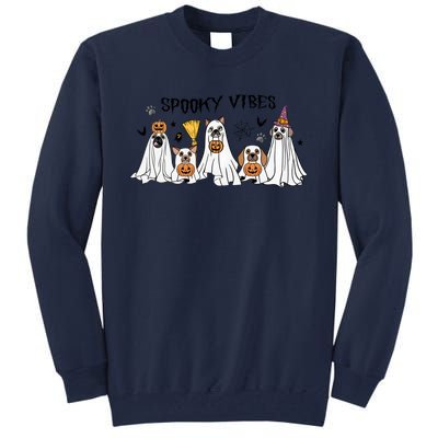 Ghost Dog Halloween Spooky Vibes Tall Sweatshirt