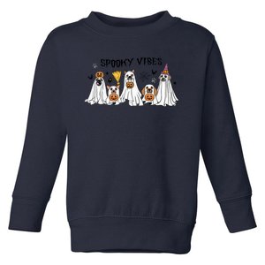 Ghost Dog Halloween Spooky Vibes Toddler Sweatshirt