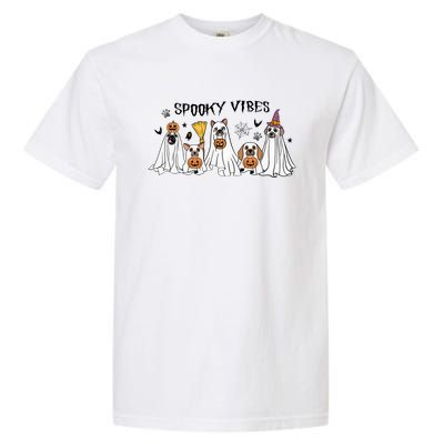 Ghost Dog Halloween Spooky Vibes Garment-Dyed Heavyweight T-Shirt