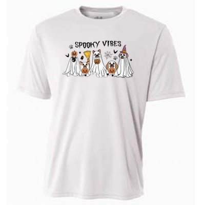 Ghost Dog Halloween Spooky Vibes Cooling Performance Crew T-Shirt