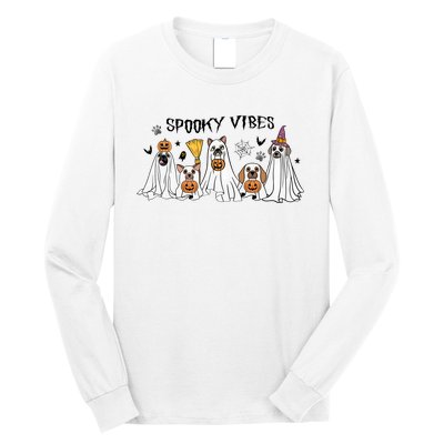 Ghost Dog Halloween Spooky Vibes Long Sleeve Shirt