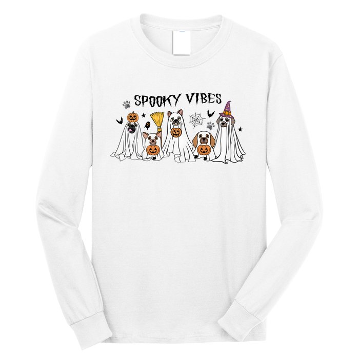 Ghost Dog Halloween Spooky Vibes Long Sleeve Shirt