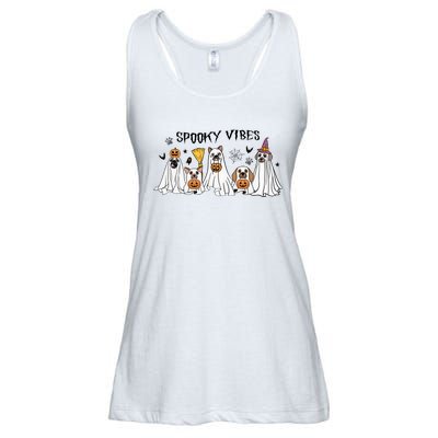 Ghost Dog Halloween Spooky Vibes Ladies Essential Flowy Tank