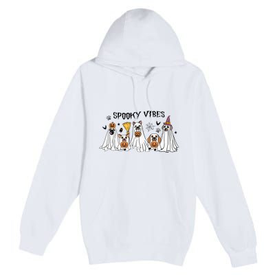 Ghost Dog Halloween Spooky Vibes Premium Pullover Hoodie