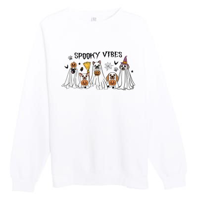 Ghost Dog Halloween Spooky Vibes Premium Crewneck Sweatshirt