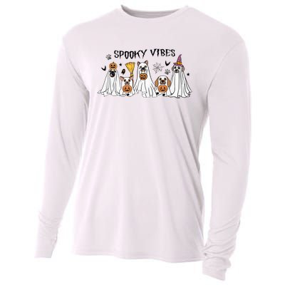 Ghost Dog Halloween Spooky Vibes Cooling Performance Long Sleeve Crew