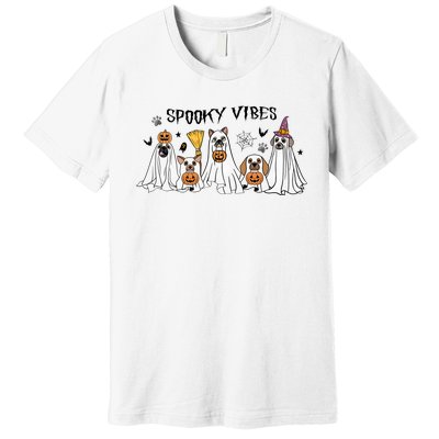 Ghost Dog Halloween Spooky Vibes Premium T-Shirt