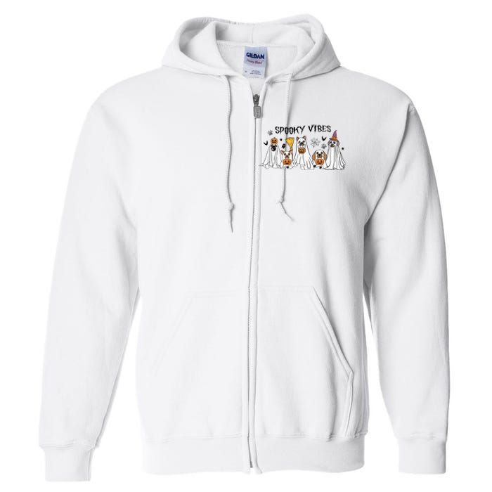 Ghost Dog Halloween Spooky Vibes Full Zip Hoodie