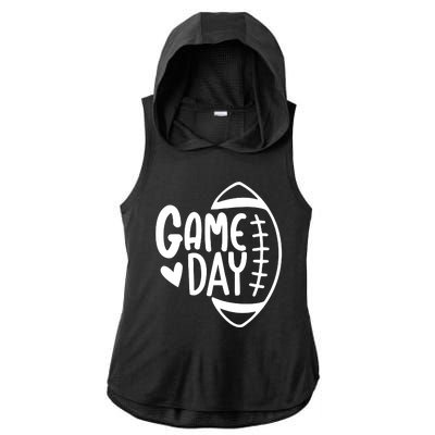 Game Day Heart Football Lover Ladies PosiCharge Tri-Blend Wicking Draft Hoodie Tank