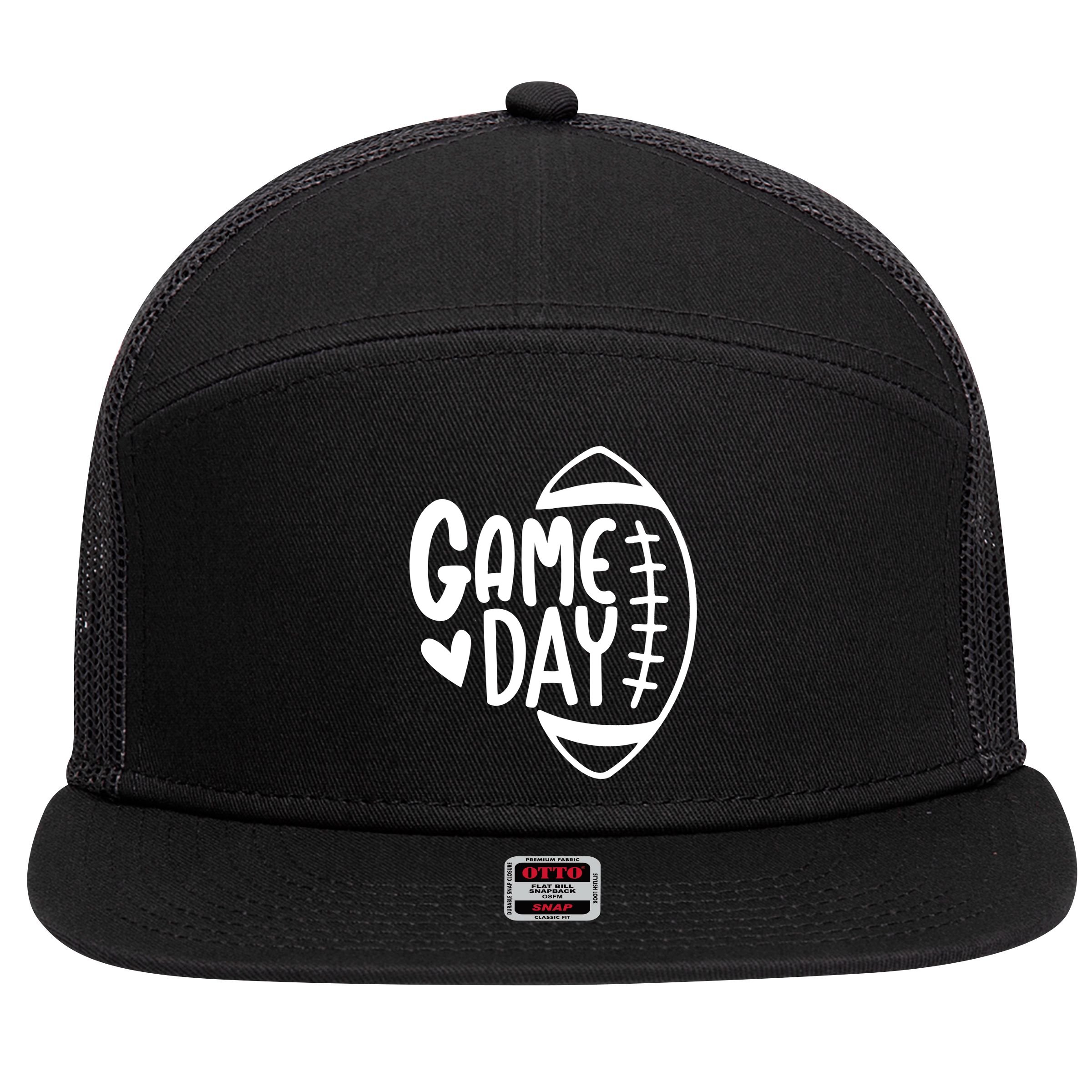 Game Day Heart Football Lover 7 Panel Mesh Trucker Snapback Hat