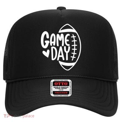 Game Day Heart Football Lover High Crown Mesh Back Trucker Hat