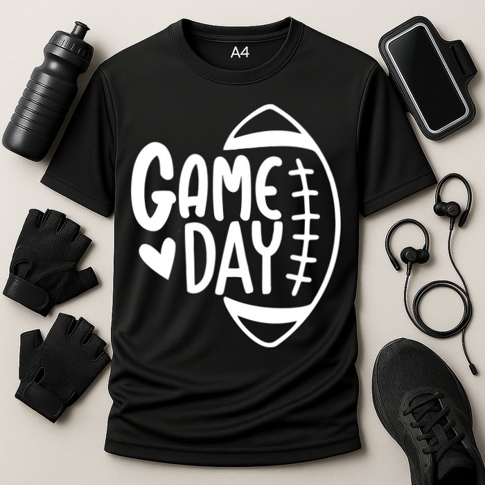 Game Day Heart Football Lover Cooling Performance Crew T-Shirt